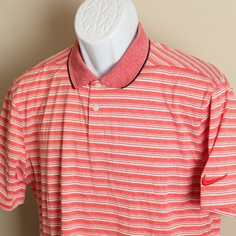 ⛳ Nike Dri-FIT Men’s Golf Polo Shirt Red White Short Sleeve Standard Fit M EUC